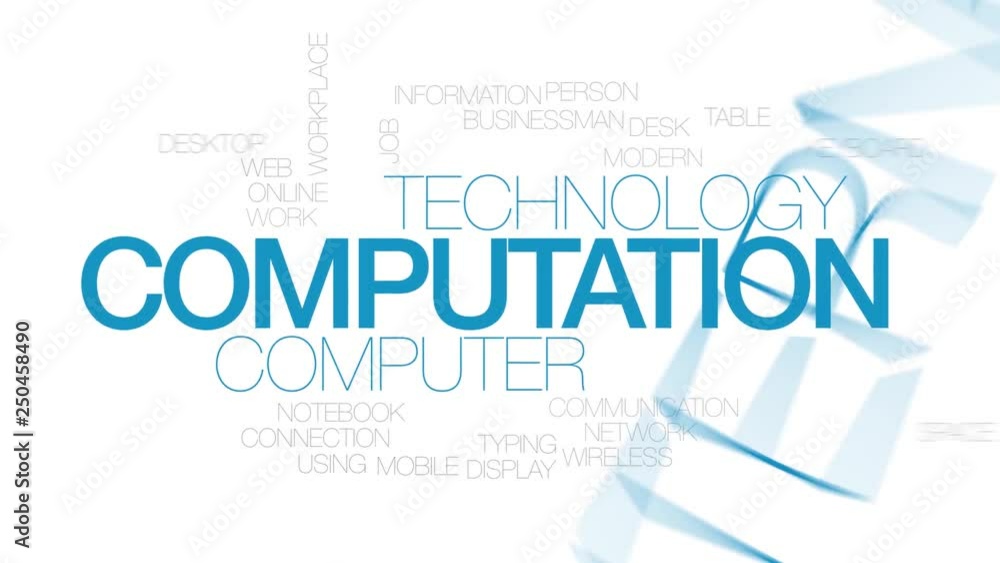 Poster computation animated word cloud. kinetic typography.