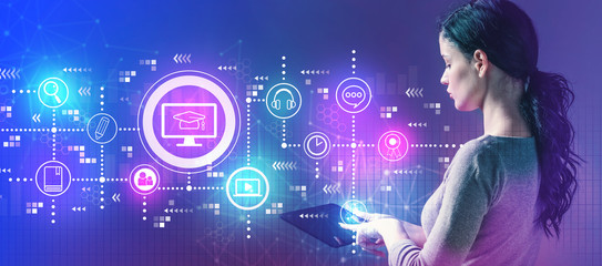 E-Learning with business woman using a tablet computer
