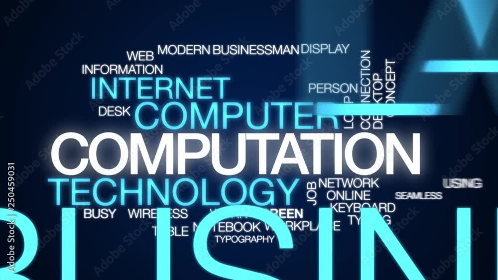 Poster computation animated word cloud. kinetic typography.
