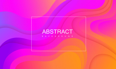 Pink and orange spectrum card with white frame and abstract wavy pattern. Creative solution for invitation, booklet or presentation design. Vector background.