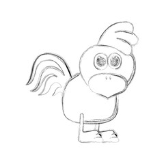 Sketch of a cute rooster. Vector illustration design