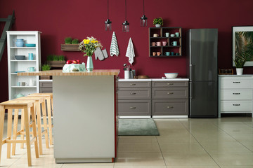 Interior of modern comfortable kitchen