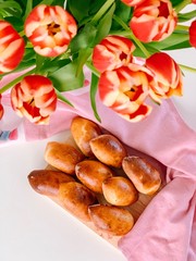 Homemade traditional  Russian food, Pirozhki 