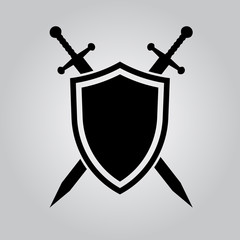 Shield and swords. Vector icon
