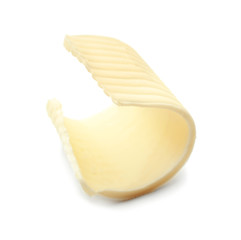 Butter curl on white background