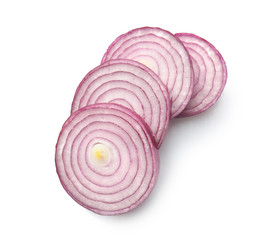 Onion rings on white background