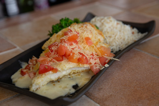 Panko Crusted Chicken with Bluere Blanc Sauce