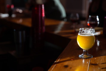 Craft Beer on a Bar with copy space