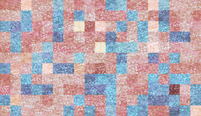 Abstract mosaic background with elements of drops and paint. chaos on square tiles. pastel colors