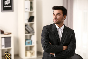Portrait of handsome young businessman in office