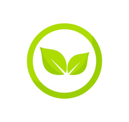 Circle green leaves logo concept.