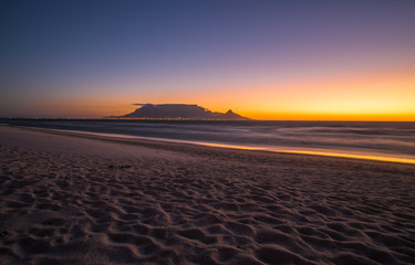 Night view of Table Mountain and Cape Town, South Africa