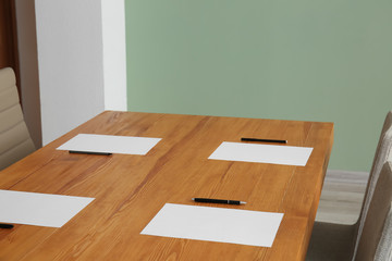 Empty conference room prepared for meeting