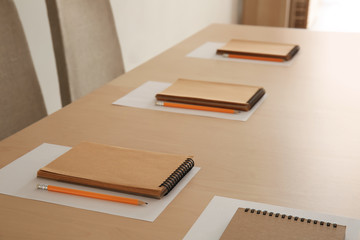 Empty conference room prepared for meeting