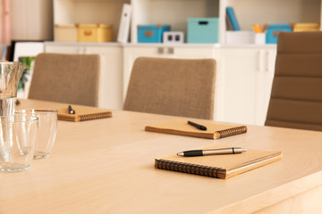 Empty conference room prepared for meeting