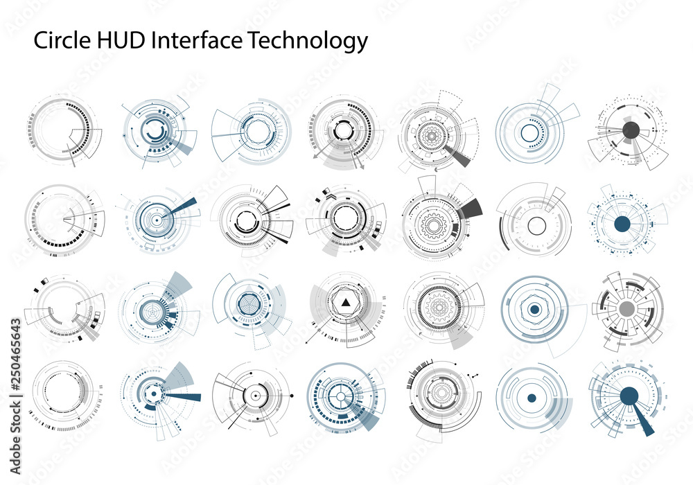 Aufkleber set of abstract technology circle. graphic element vector.