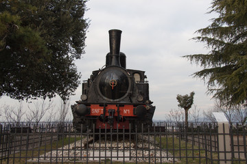 Steam locomotive Prisoner of the Falco d'Italia. Brescia, Lombardy, Italy.