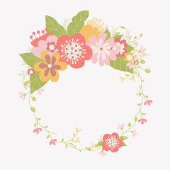 vector floral frame with flowers, hand drawn template