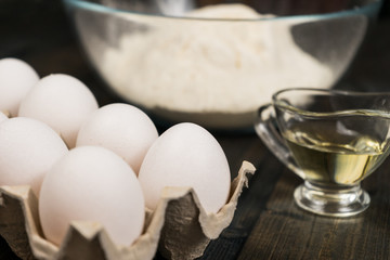 eggs on a wooden background