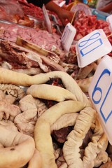 Raw pork for cooking at street food