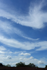fluffy white cloud moving above clear blue sky
