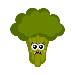 Isolated sad broccoli cartoon. Vector illustration design