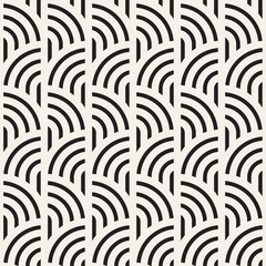 Obraz premium Vector seamless geometric pattern. Modern abstract rounded lines texture. Repeating concentric arcs.