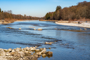 River Isar flowing into the horizon