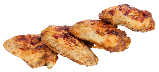 Grilled chicken wings isolated on white background