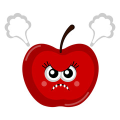 Isolated angry apple cartoon. Vector illustration design