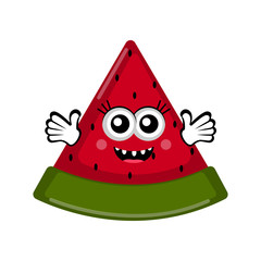 Isolated happy cut watermelon cartoon. Vector illustration design