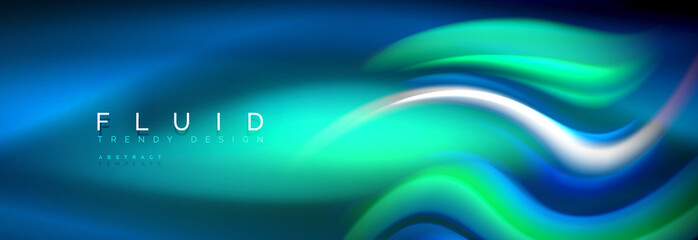Fluid colors mixing glowing neon wave background, holographic texture
