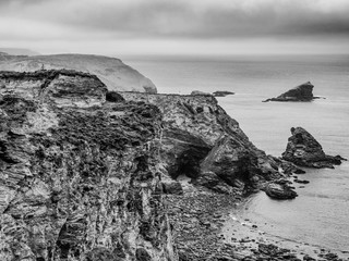 Cornwall England - view over the amazing landcape at the coastline
