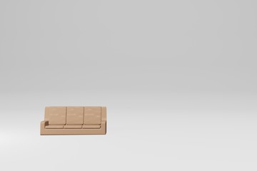 sofa in an empty room 3D