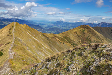 Oberstdorf - Close-Up to Fellhorn mountain Ridge Hiking Path, Bavaria, Germany, 27.09.2017