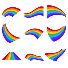 Set of rainbows in different shape isolated. Vector illustration
