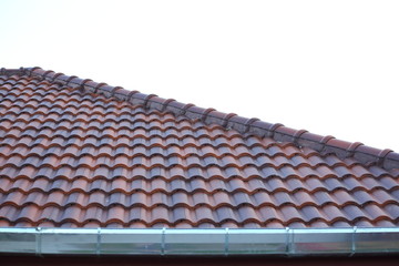 stainless steel of roof gutter on residential house
