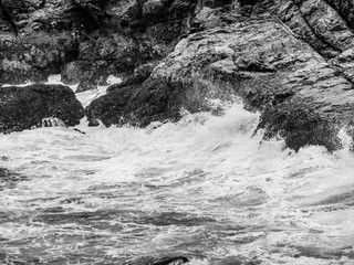 Wild water of the Celtic Sea in Cornwall England
