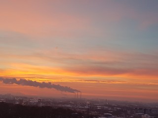 Sunset  sky clouds  orange landscape 