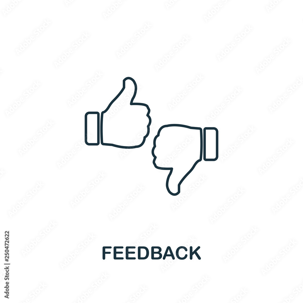 Poster feedback outline icon. thin line element from crowdfunding icons collection. ui and ux. pixel perfec
