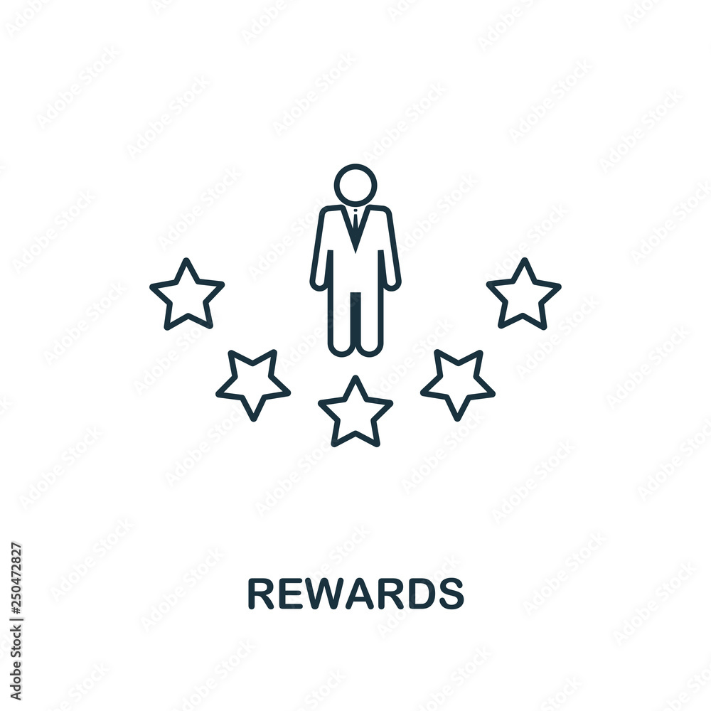 Poster rewards outline icon. thin line element from crowdfunding icons collection. ui and ux. pixel perfect