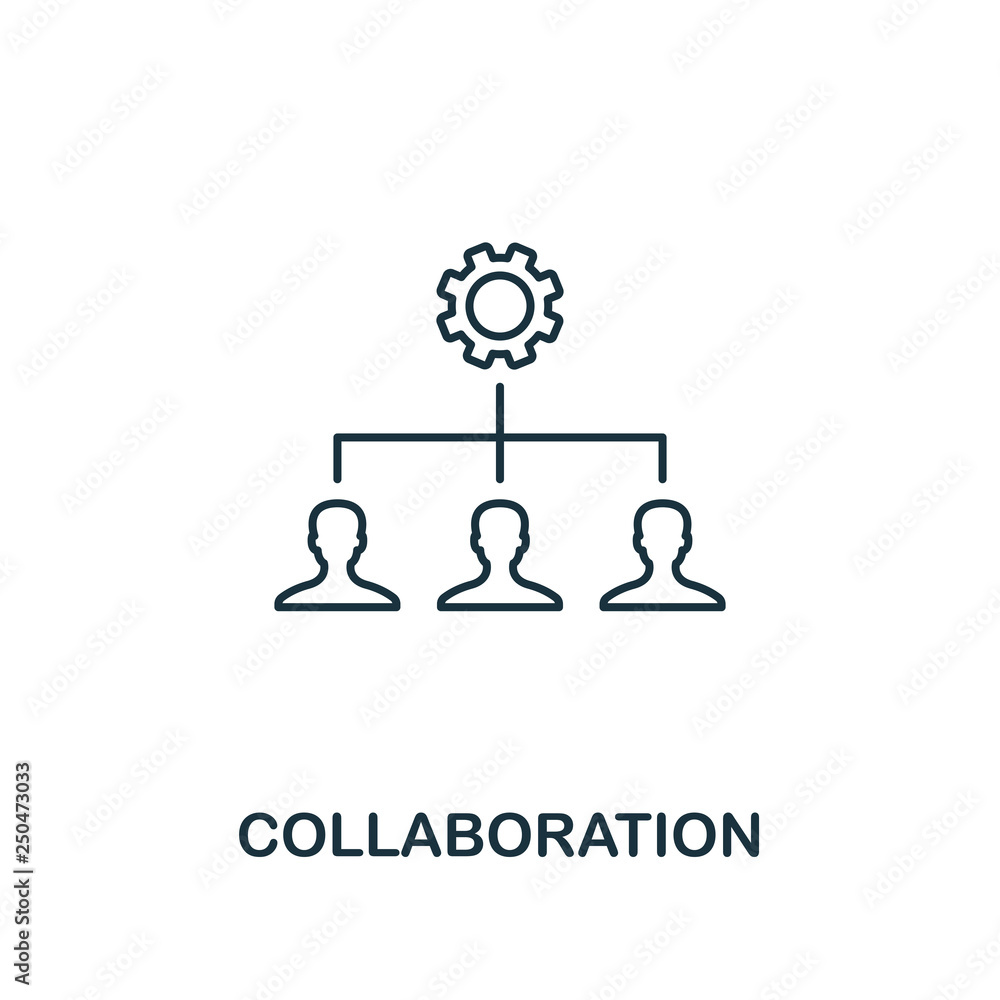 Poster collaboration outline icon. thin line element from crowdfunding icons collection. ui and ux. pixel p