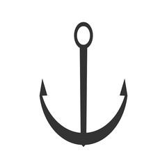 Black vector anchor icon. Sea flat symbol