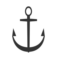 Black vector anchor icon. Sea flat symbol