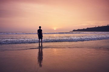 Contemplation during beautiful sunrise