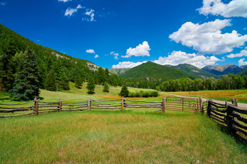 Corral in Apine Setting with Mountains