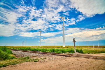 Windmills with Rail Road Crossing