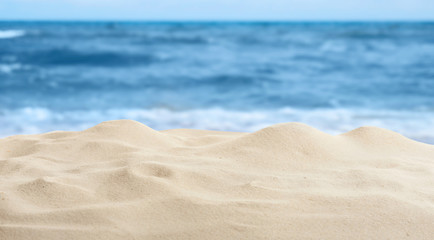 Fototapeta na wymiar Beautiful view of ocean sand beach on sunny day