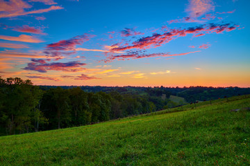 Sunset Over an Open Field