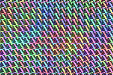 CGI composition, string mats, geometric for design texture, background. 3D render.